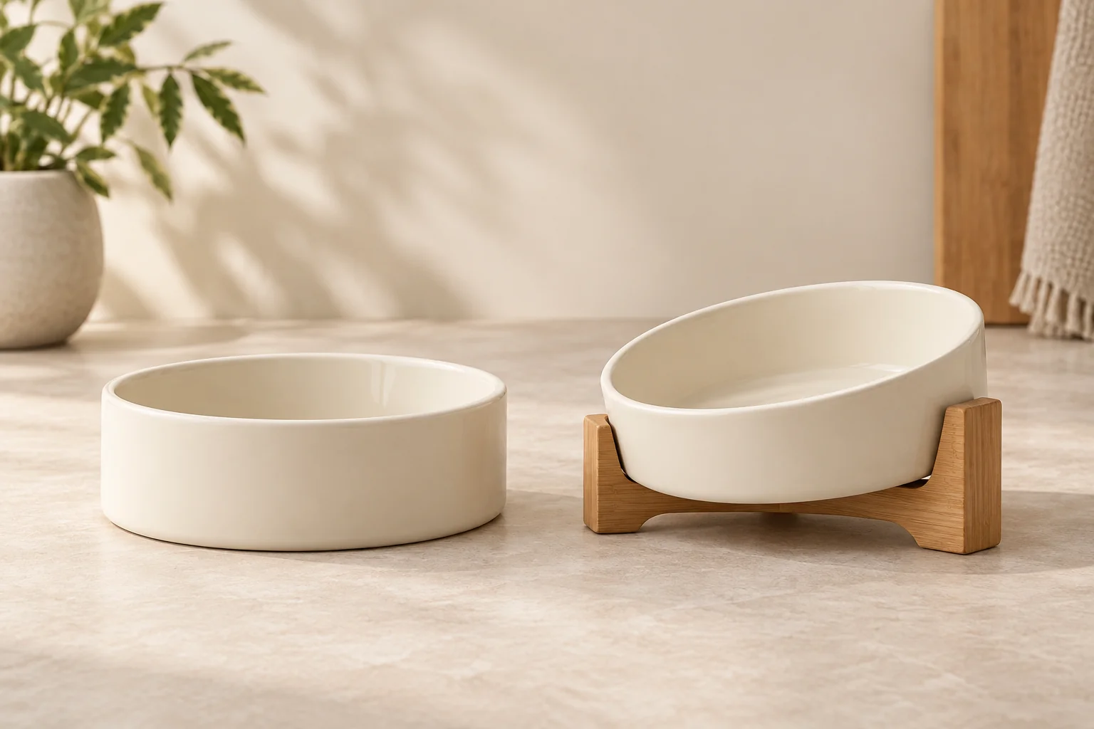 Level and tilted bowls showing the lower front rim and interior