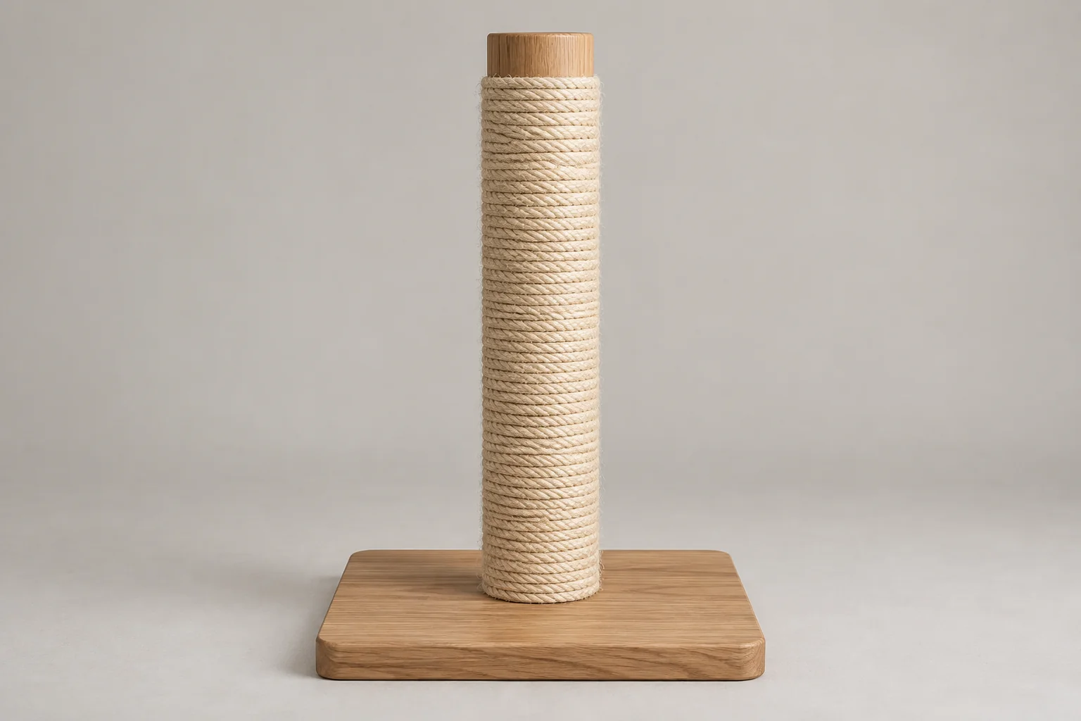 Sisal-covered scratching area shown below a bare top cap and above the base
