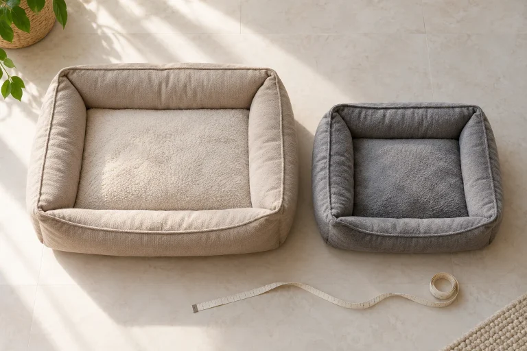 Two different bed footprints to compare with a dog bed size chart