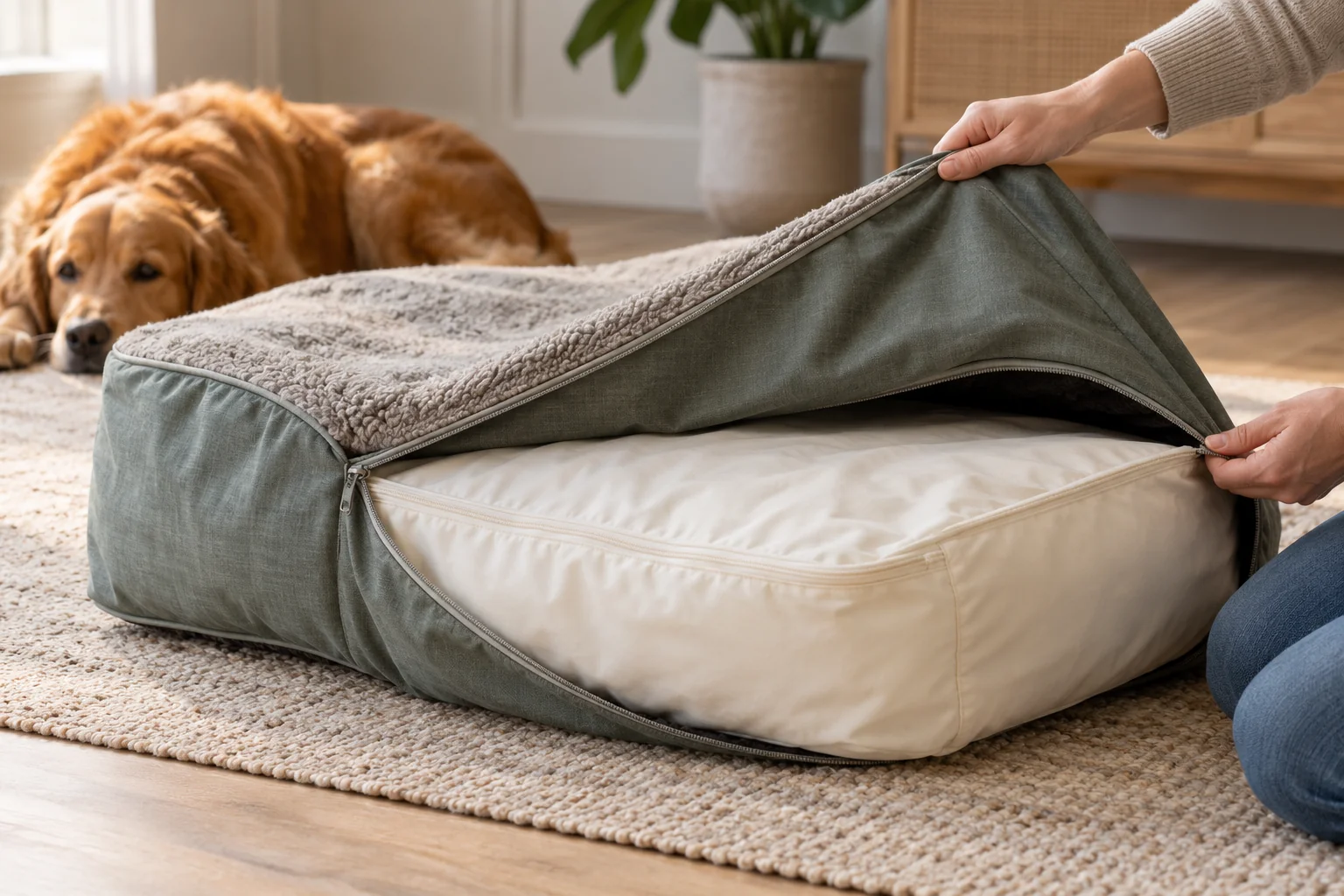 Illustrative separate outer cover and inner cushion liner
